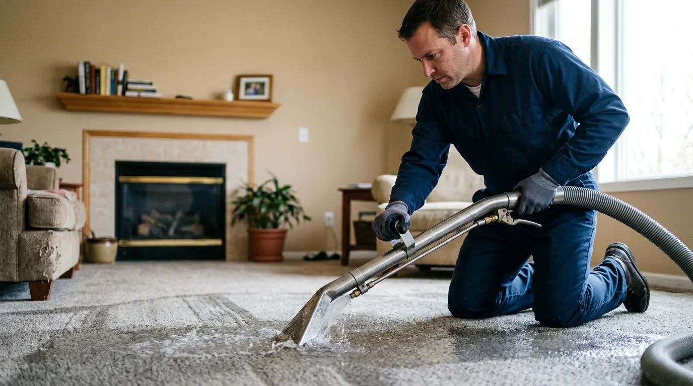 Water damage restoration technician working near Reston, VA